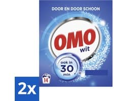 2 x OMO – Waspoeder – Wit – 14 Wasbeurten - Wit Waspoeder - Schone Was - Vlekverwijdering - Waskracht - 30 Minuten Was