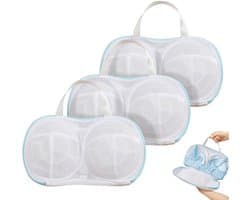 2 stuks - wasmachine beha houder, blauw, beha ring beschermhoes met draagbare handgreep, beha waszak met rits, handig voor wassen, delicate lingerie beha