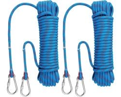 20M Heavy Duty Clothesline Rope with Hooks, 10mm Steel Core Polyester Outdoor Clothing Drying Rope for Garden - ShopVlot