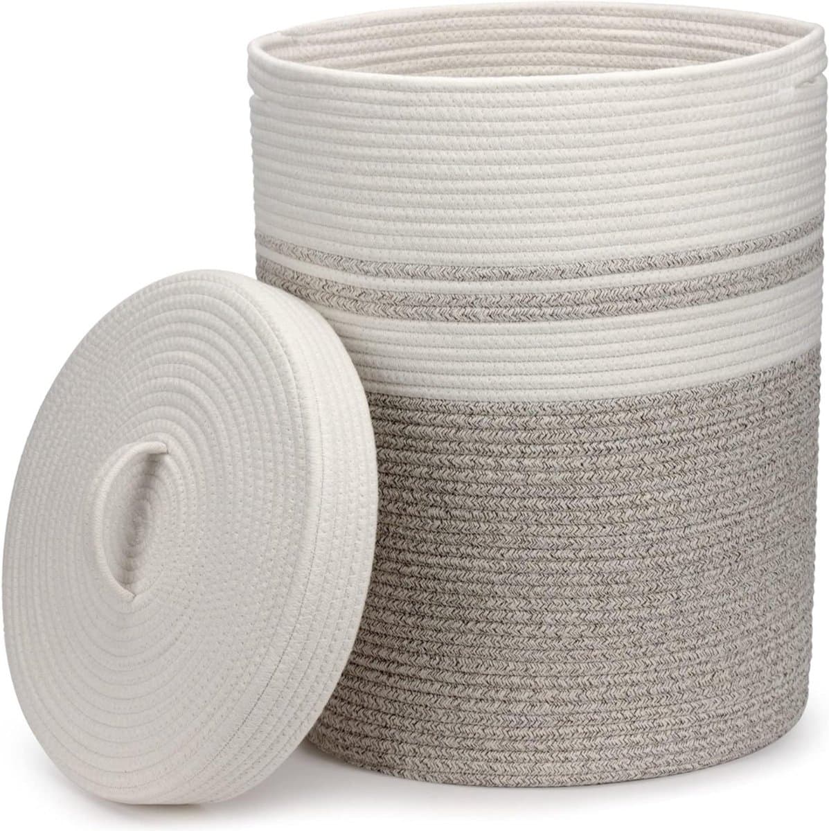 DailySupplies® Rieten Wasmand met Deksel - 37x37x52 CM — afbeelding 1
