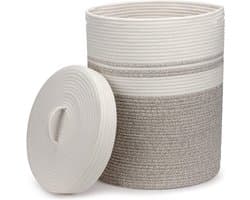 DailySupplies® Rieten Wasmand met Deksel - 37x37x52 CM