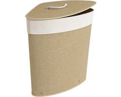 HOMCOM Laundry Hamper-Bambus-35L x 35B x 60H cm-Cremeweiß