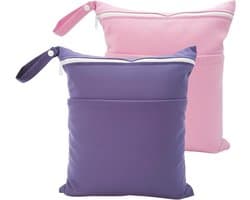 2-Pack Waterdichte Herbruikbare Reiswaszakken met Rits en Handvat voor Zwemkleding, Strandhanddoeken en Luiers - Ideaal voor Sport en Reizen