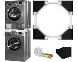 Universele Stapelset - Wasmachine Droger - Ruimte Besparen - Verstelbaar Frame - 46-70 cm - Wit