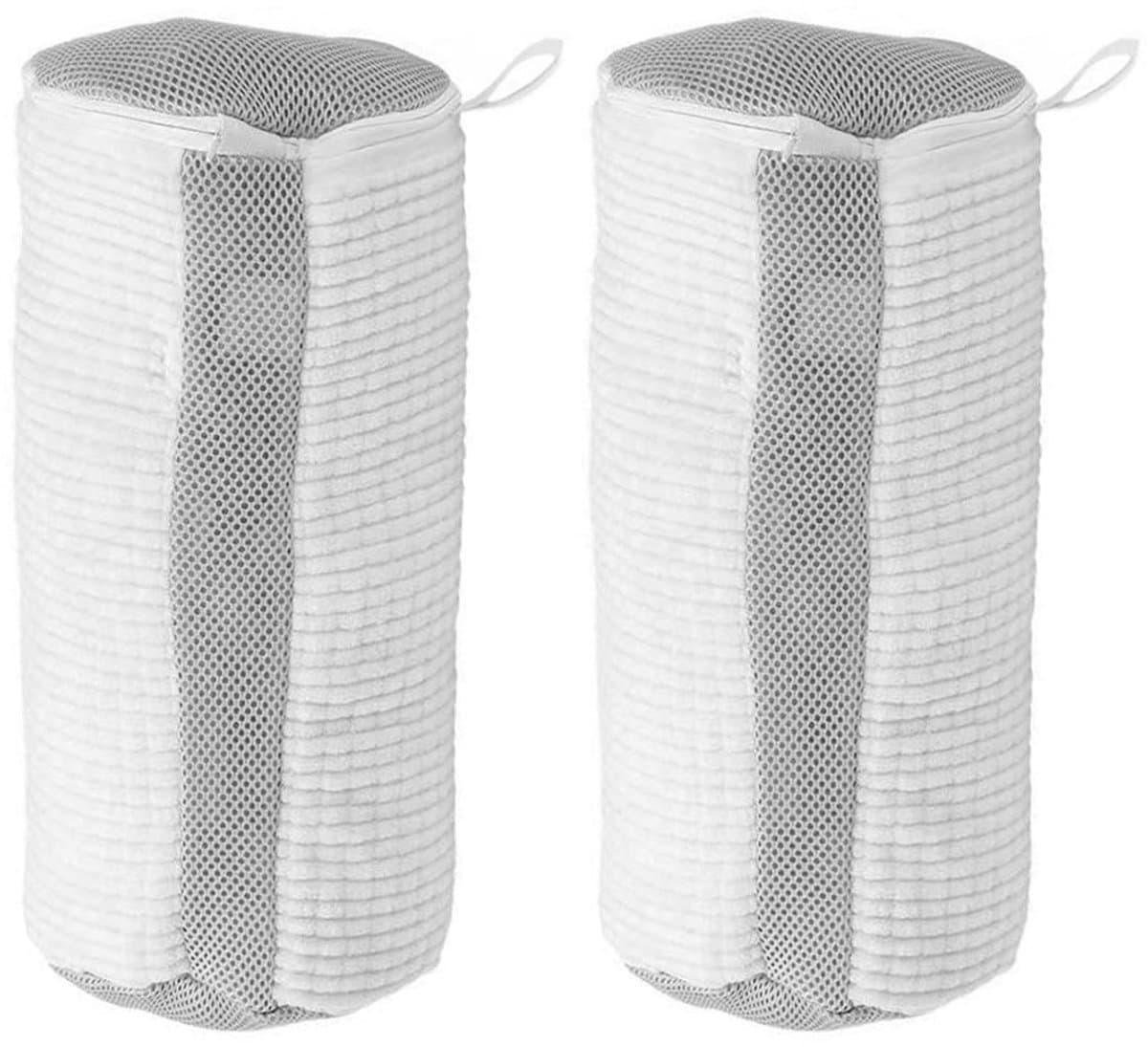 Dailygoods - 2 stuks schoenenwasmachinezakken voor droger en wasmachine, zachte vezels, 360° reiniging, herbruikbare waszak voor sneakers en tennisschoenen (wit) — afbeelding 1