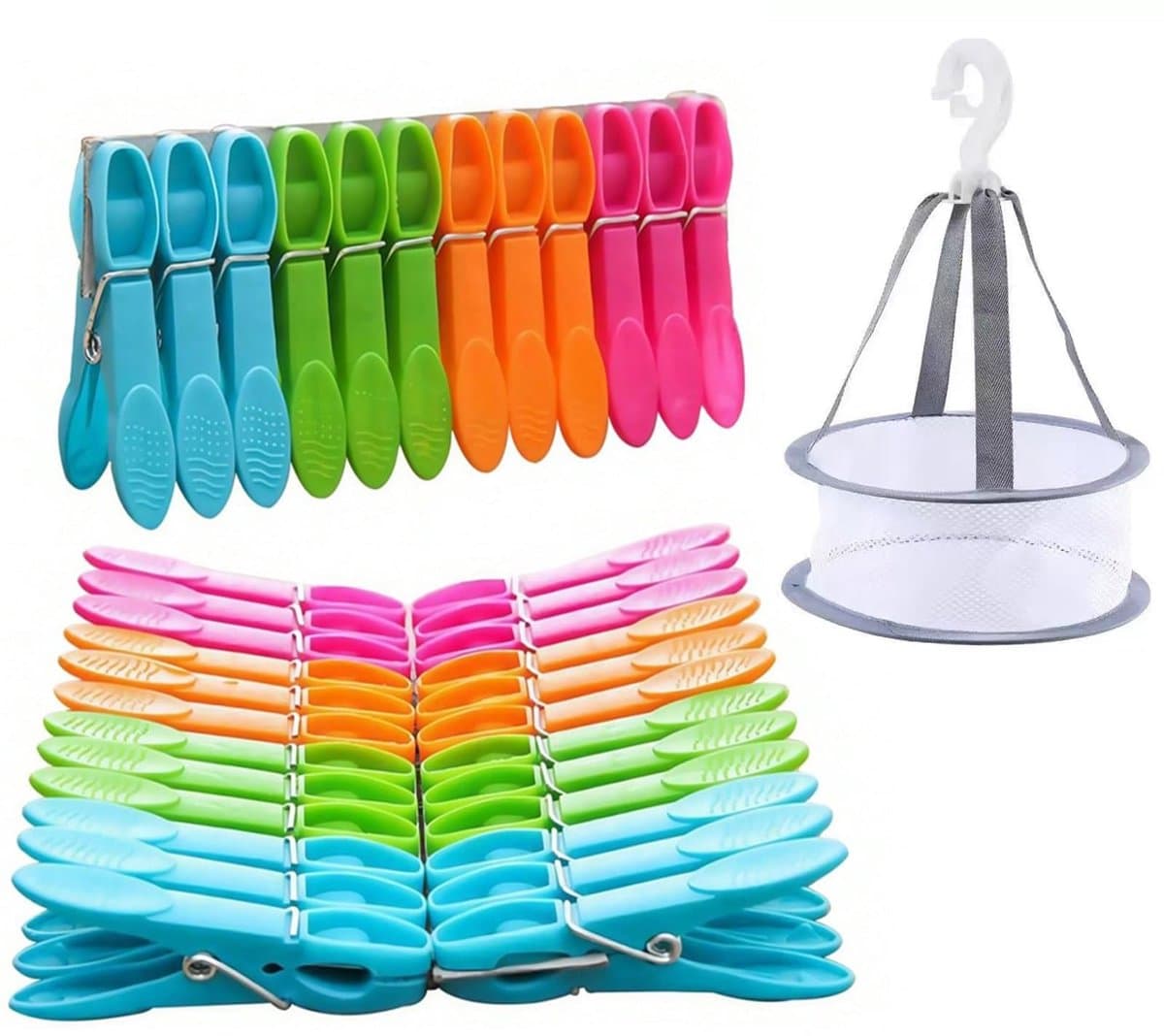 Dailygoods- Wasknijpers Set 48 Stuks - Windbestendige Wasknijpers - Knijperzak - Kleine Wasknijpers - Kledingknijpers - Geschikt voor Camping - Knijpers — afbeelding 1
