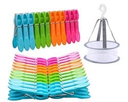 Dailygoods- Wasknijpers Set 48 Stuks - Windbestendige Wasknijpers - Knijperzak - Kleine Wasknijpers - Kledingknijpers - Geschikt voor Camping - Knijpers