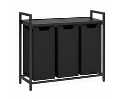 Begryf - Wasmand - metaal/stof - 3 vakken - 114 liter - 92,5 x 33 x 71 cm