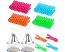 48pcs wasknijpers met mand voor waslijn - kleding - sokken
