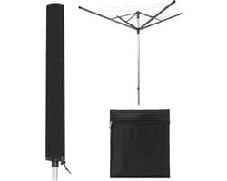 droogmolen hoes-Beschermhoes-Zwart-droogmolen hoes universeel-420D Oxford-stof -Heavy Duty Roterende Waslijn Afdekking- Waterdicht-voor Tuin, Binnenplaats, Buiten-Inclusief opbergtas-16x16x180CM