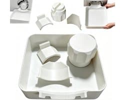 KZQ Afvoerbak voor wasmachine - Afvoerbak - Hulpmiddel voor het openen van de deksel - Universele afvoergeleider - Samsung afvoergeleider - 17,8 x 17,8 x 5 cm - Geschikt voor kelders, appartementen, stacaravans en garages - 4-delige set