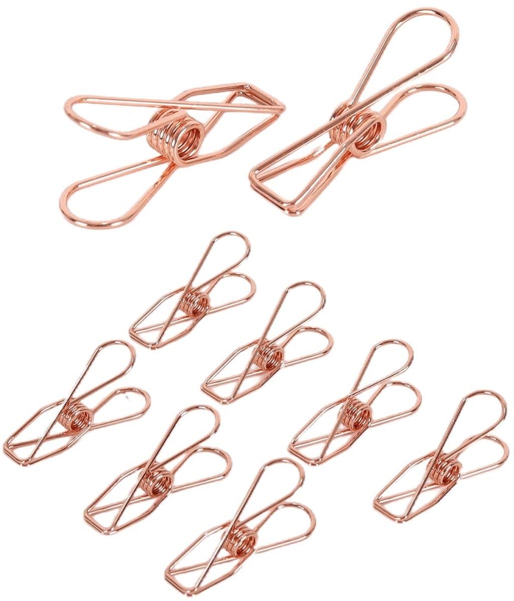 Solidchoice - 50 stuks stalen draadklemmen, 32 mm multifunctionele pinnen voor kleding, rekeningen, papier, kantoorbenodigdheden, keuken, kamperen (roségoud) — afbeelding 1