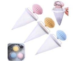 3 stuks - Wasmachine Lint Filter - Pluizenfilterbal - Wasmachinefilterzak - Filternetzak - Wasbal - Herbruikbaar - 9,2 cm x 19 cm - Blauw + Geel + Roze - Geschikt voor wasmachines
