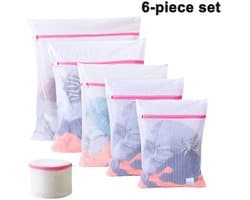 Wasnet en waszak Geschikt voor ritssluiting (6-delige set) Geschikt voor het opbergen van bh's, ondergoed, sokken en babykleding.