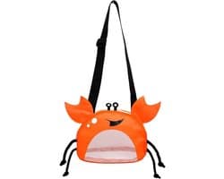 Netzak Krabvormig - Schelpen Tas - Strand Speelgoed - Verstelbare Banden - 18x14x10 cm - Oranje