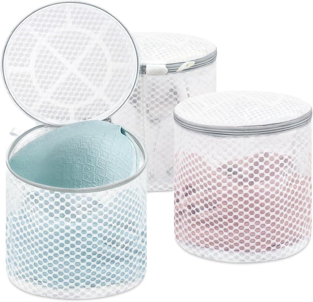 Dames Wassen - BH Beschermhoes Net - 3 Stuks - Duurzaam Polyester Mesh - Voor Fijne Was en Reizen - Wit — afbeelding 1