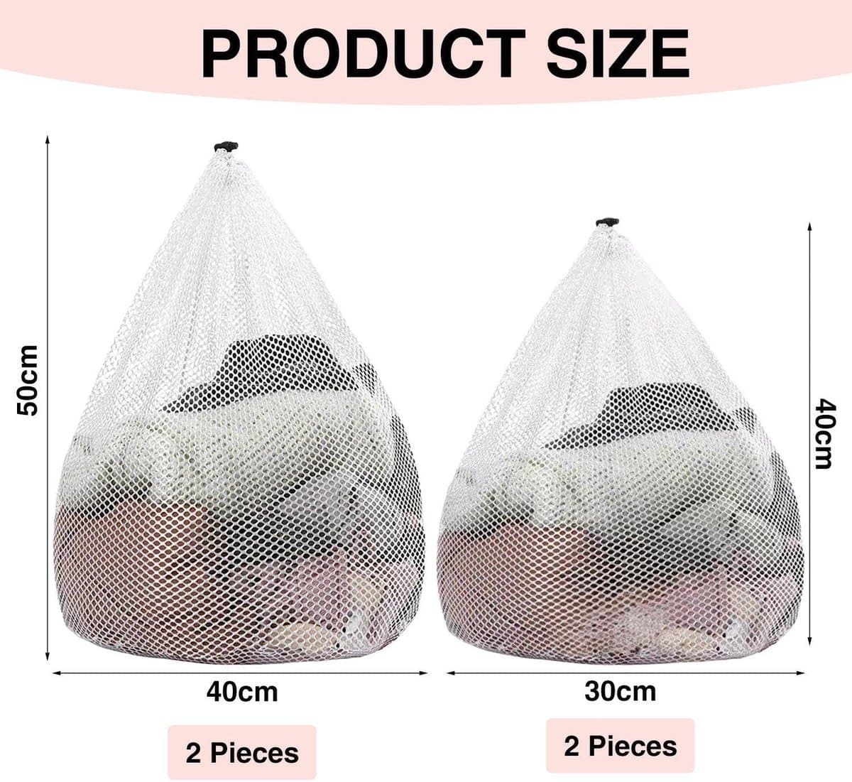 Wasmachinezakken 4 Stuks - Dikke Mesh - Trekkoord - Beschermt Kleding Bij Het Wassen - ShopVlot — afbeelding 1