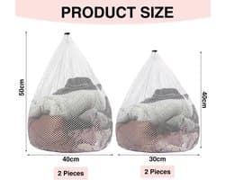 Wasmachinezakken 4 Stuks - Dikke Mesh - Trekkoord - Beschermt Kleding Bij Het Wassen - ShopVlot