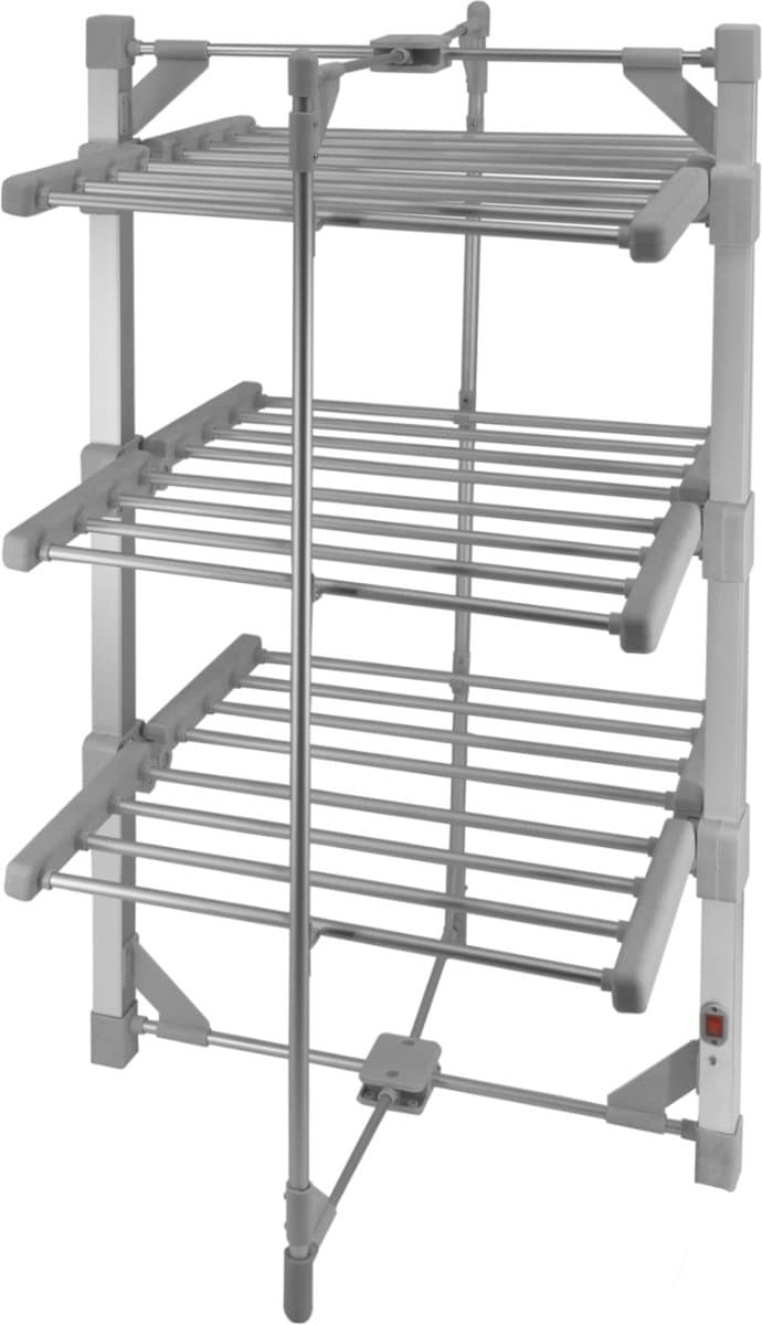 Monster Shop Verwarmde Wasdroogrek - Elektrische Droogrek – Opvouwbaar & Draagbaar – 15kg Capaciteit – Zilver – 50-55°C – Energiezuinig — afbeelding 1