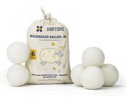 Xaptovi 6 stuks Drogerballen - Droger ballen - Drogerballen voor Wasdrogers - Droogballen - met opbergzakje - Wasdrogerbollen - Energiebesparend - Duurzaam Cadeau - Wasballen - Herbruikbaar - 100% Nieuw Zeelandse Schapenwol — afbeelding 1