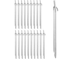 Tent tentharingen set 20 stuks - grondankers harde ondergronden - tenten paviljoenen - 30 cm staal zilver