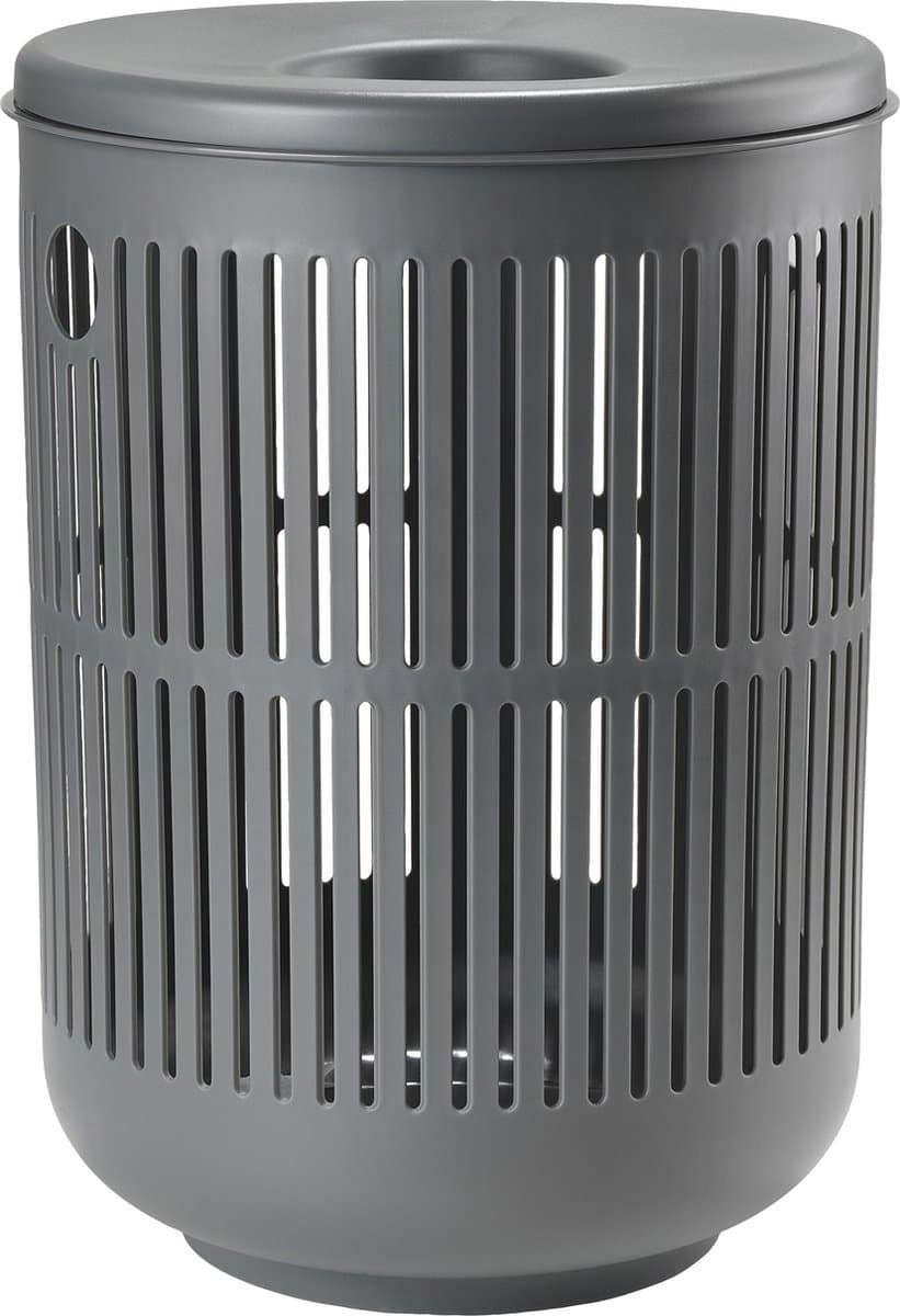Zone Denmark Ume Wasmand met Deksel - 60 liter - Grijs - Kunststof - Ronde Wasmand met Hengsel - Wasbox of Opbergmand — afbeelding 1