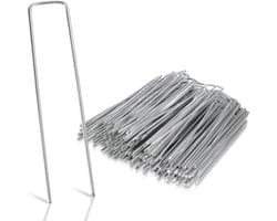Grondankers 250 Stuks - 15x2.5cm - Roestwerend grondanker gegalvaniseerd staal - Ø2.8mm - Onkruidvlies - voor het bevestigen van worteldoek, tuinvlies, schutting, kunstgras, folies - stabiel U-vormig grondanker