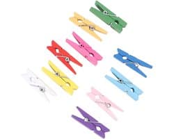 Mini Houten Knijpers - Kleine Clips - Foto's Ophangen - Natuurlijk Hout - 30 Stuks - Pastel Kleuren