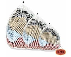 Set van 9 wasnetten - 3 maten 40-60 cm - met trekkoordstopper - zeer duurzaam - geschikt voor diverse soorten was