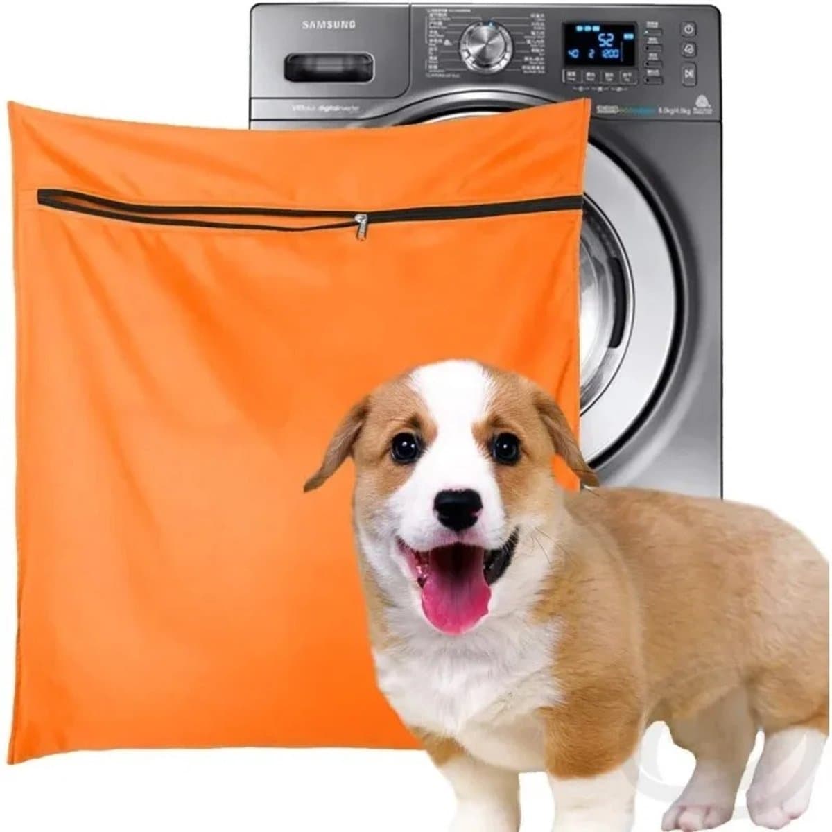 WiseGoods Luxe Huisdieren Waszak 70x80 Met Rits - Grote Polyester Waszak Tegen Dieren Haren - Honden / Katten / Paarden - Oranje — afbeelding 1