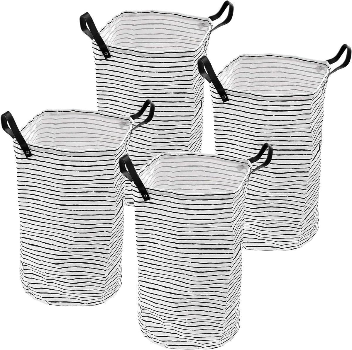 Set van 4 Vouwbare Waszakken van 60L met PU Leren Handvatten voor Efficiënte Was Sortering en Organisatie in de Badkamer - 35 x 60 cm — afbeelding 1