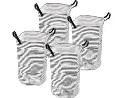 Set van 4 Vouwbare Waszakken van 60L met PU Leren Handvatten voor Efficiënte Was Sortering en Organisatie in de Badkamer - 35 x 60 cm