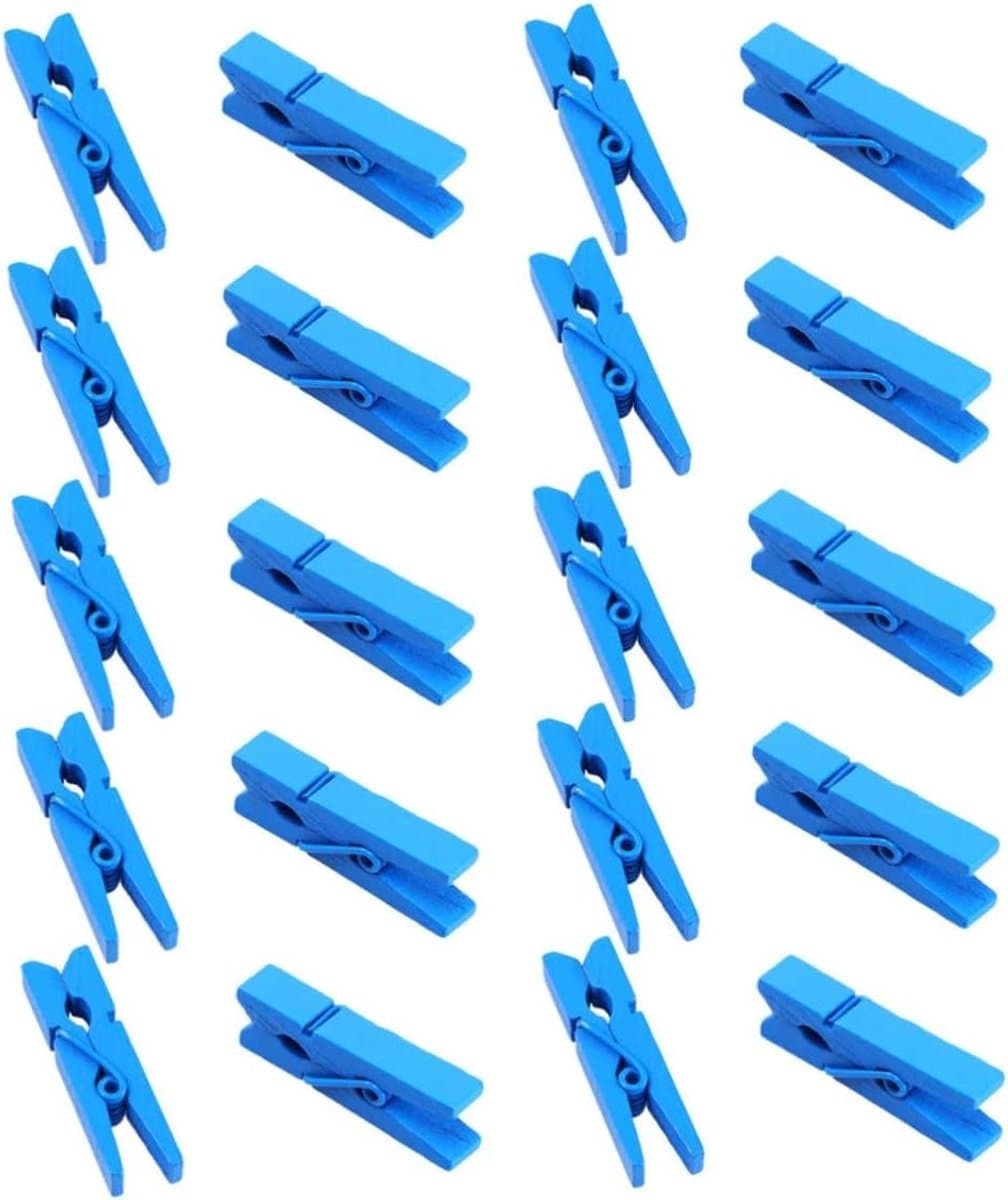 Houten Clips - Mini Pinnen - Knutselprojecten Versieren - Natuurlijk Hout - 100 Stuks - Blauw — afbeelding 1