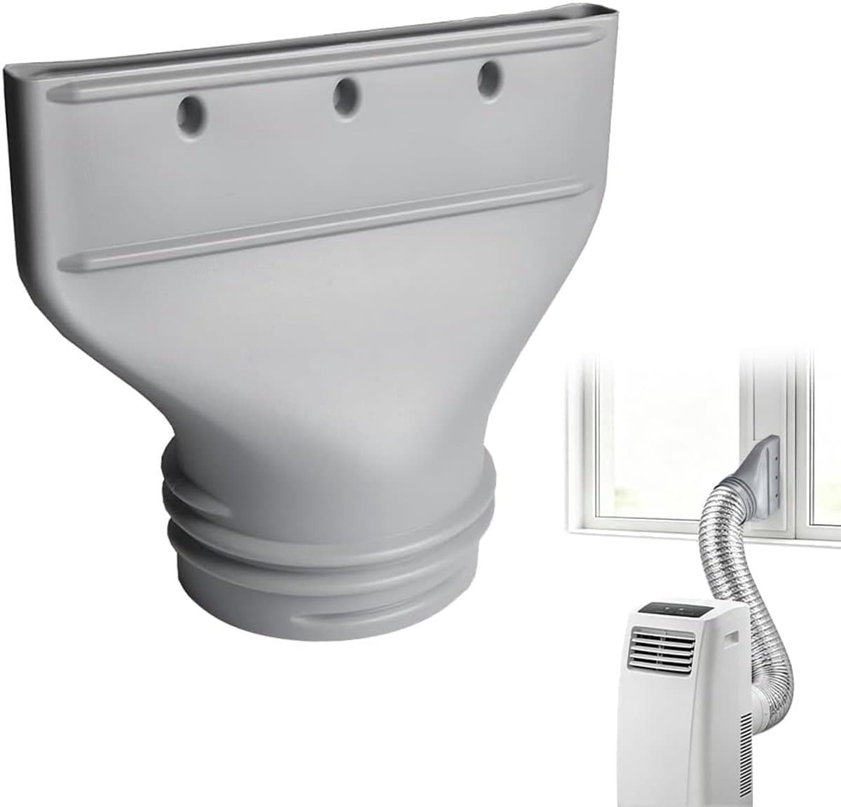 Platte Afvoerslang Adapter | 130mm/150mm Slangaansluiting | Raamdoorvoer Voor Mobiele Airco En Droger | Geschikt Voor Dakraam En Standaard Raam | Sterke Aansluiting Luchtdicht | Voorkomt Terugstroom Van Afvoerlucht | Eenvoudig Te Monteren| Cyslmuk® — afbeelding 1