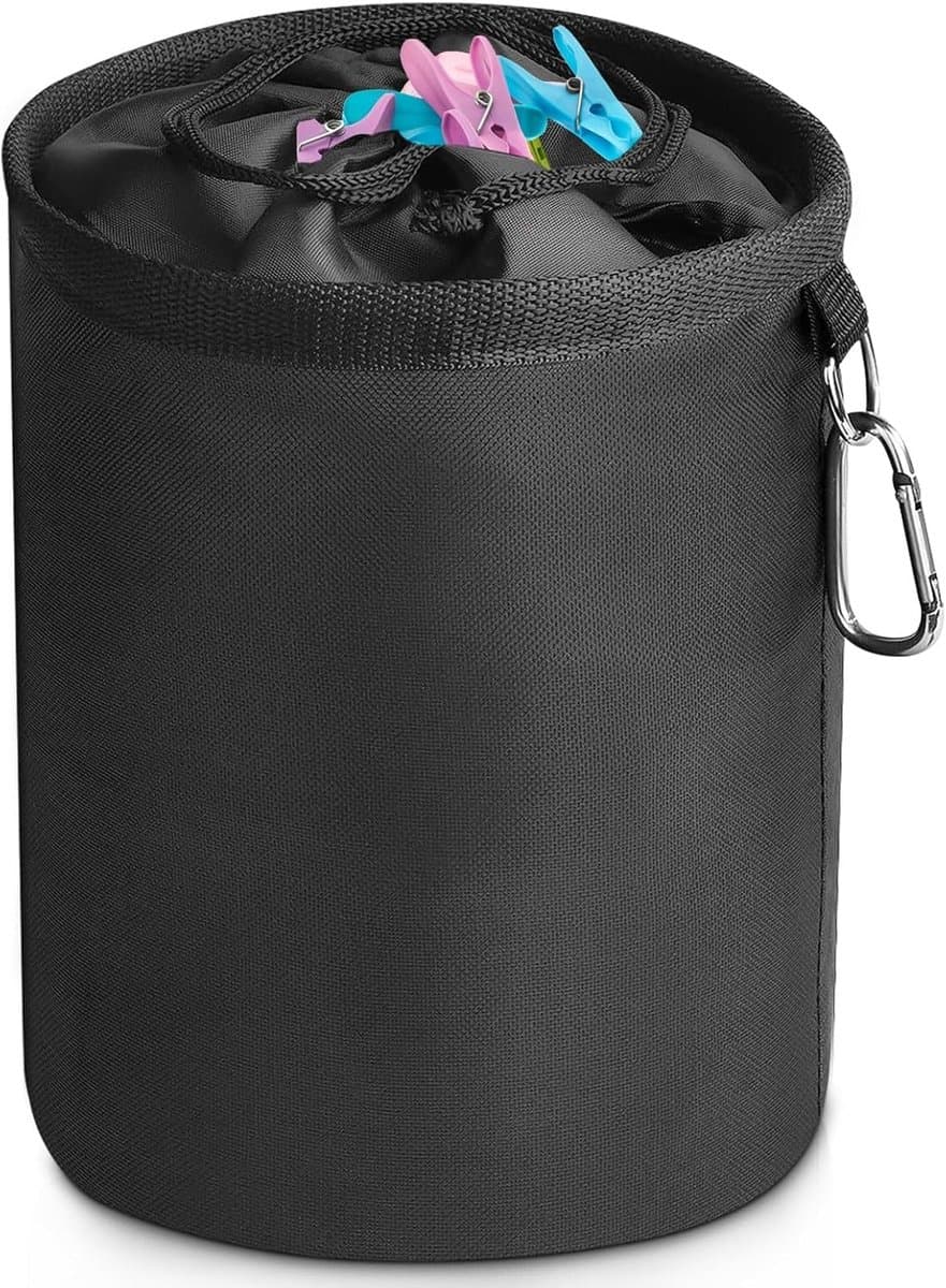 Wasknijperzak Ophangbaar - Wasknijpertas Klemzak - Wasknijpers Opbergen - Waterdicht Oxford Stof - 28 x 20 cm - Zwart — afbeelding 1