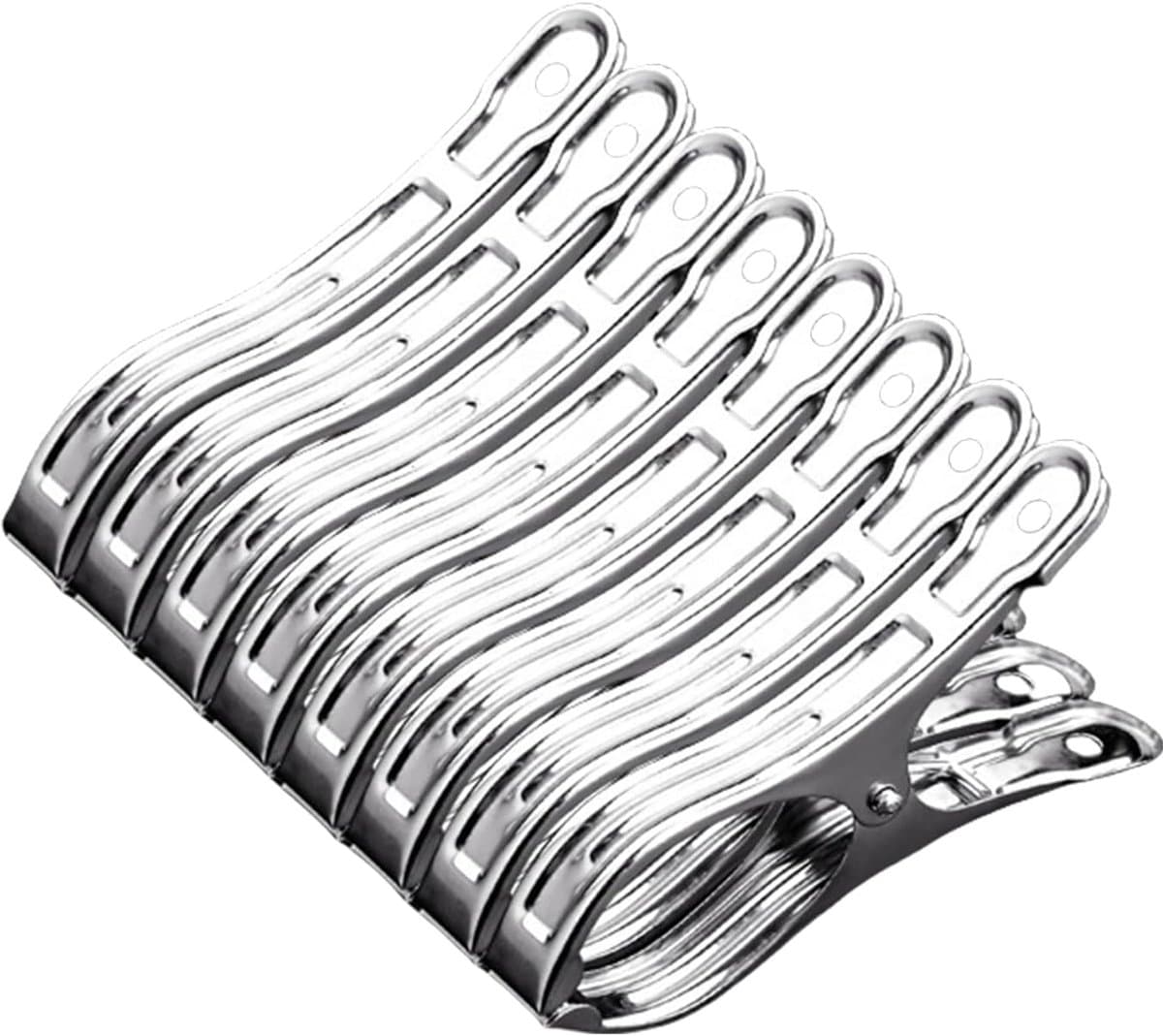 8pcs Grote Roestvrijstalen Kledingclips - Sterke Klemmen voor Strandlakens - Wasgoed - Beddengoed - Dikke Kleding - Duurzame Waslijnclips — afbeelding 1