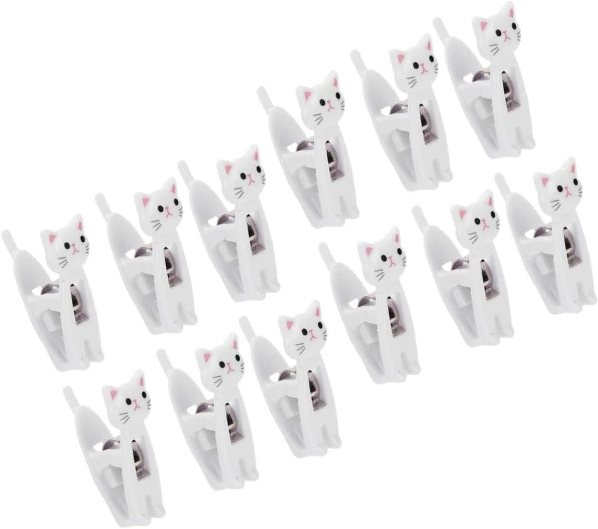 Katten Snack Clips - Wasknijpers Zaksealer - Voedsel Zakken Sluiten - Stevige Metalen Veer - 12 Stuks - Wit — afbeelding 1