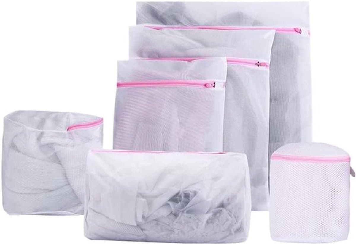 Waszakken voor wasmachine met ritssluiting, mesh waszakken voor kleding, beha's en schoenen, set van 6 stuks. — afbeelding 1