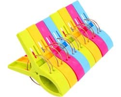 8 stuks - Wasknijpers - soft grip - handdoeken/badlakens knijpers - Strandhanddoek Clips - Strandclips - Handdoekclips voor Strandstoelen Cruise - Zware Kledingknijpers - Houd je Handdoek tegen de Wind - Meerkleurig