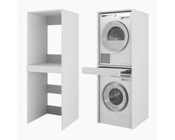 PLATAN ROOM Tall Cabinet Bathroom Cabinet Washer Dryer Cupboard Washing Machine Cabinet for Washing Machine & Tumble Dryer Over-mounted Cabinet 187 * 65 * 66cm Bathroom Rack (White, 66cm Wide)