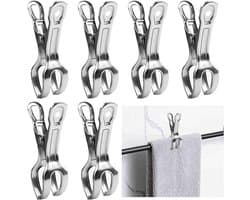 6-pack Keukendoekclips – Robuuste roestvrijstalen doekclips - ideaal voor in de keuken, aan ovenhandgrepen, handdoekrekken in de badkamer, vaatwassers en fornuizen - om te voorkomen dat handdoeken eraf vallen – Zilver