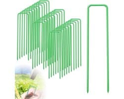 Grondankers - U-nagels haringen - Buiten bevestigen - Roestbestendige coating - 30 stuks 15 cm - Groen
