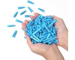 Mini Wasknijpers - Plastic Knijpers - Feest Spelletjes - Roestvrijstalen Veren - 3.5 cm - Blauw