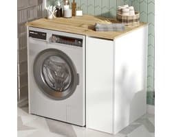 SA1 Badkamerkast | 100% MELAMINE | Walnoot, Wit - Emob - Wasmachine Ombouw - Wit; Bruin - Melamine; Spaanplaat
