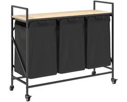 vidaXL - Wasmand - 3 - vakken - met - planken - sonoma - eikenkleurig