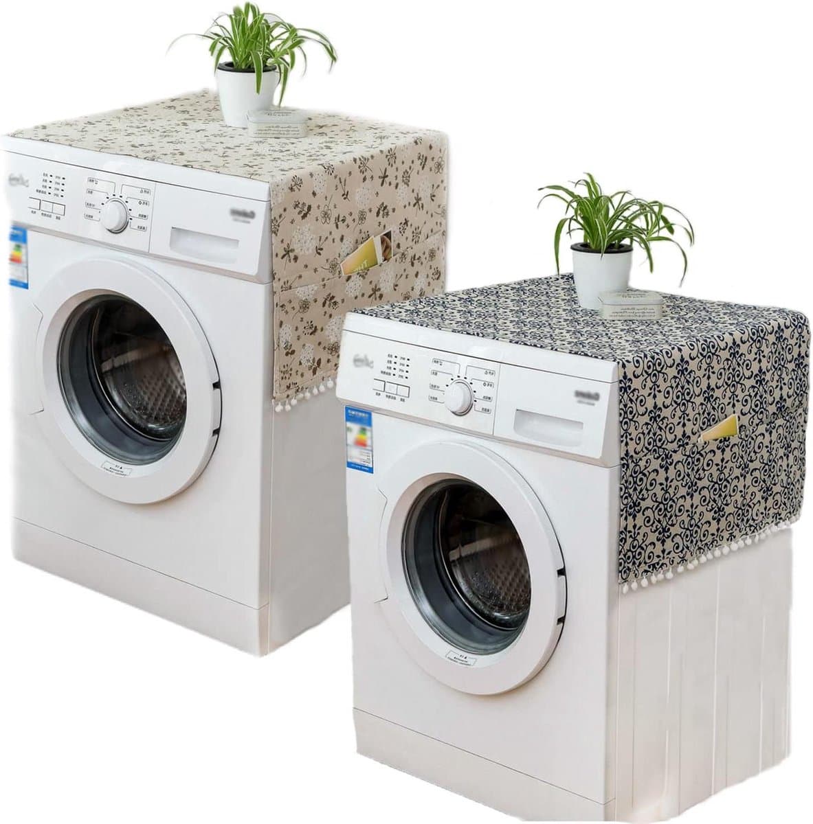 Stofhoes Koelkast en Wasmachine - Set van 2 Stofhoezen van Katoen - Met Opbergzak - 130x55cm — afbeelding 1