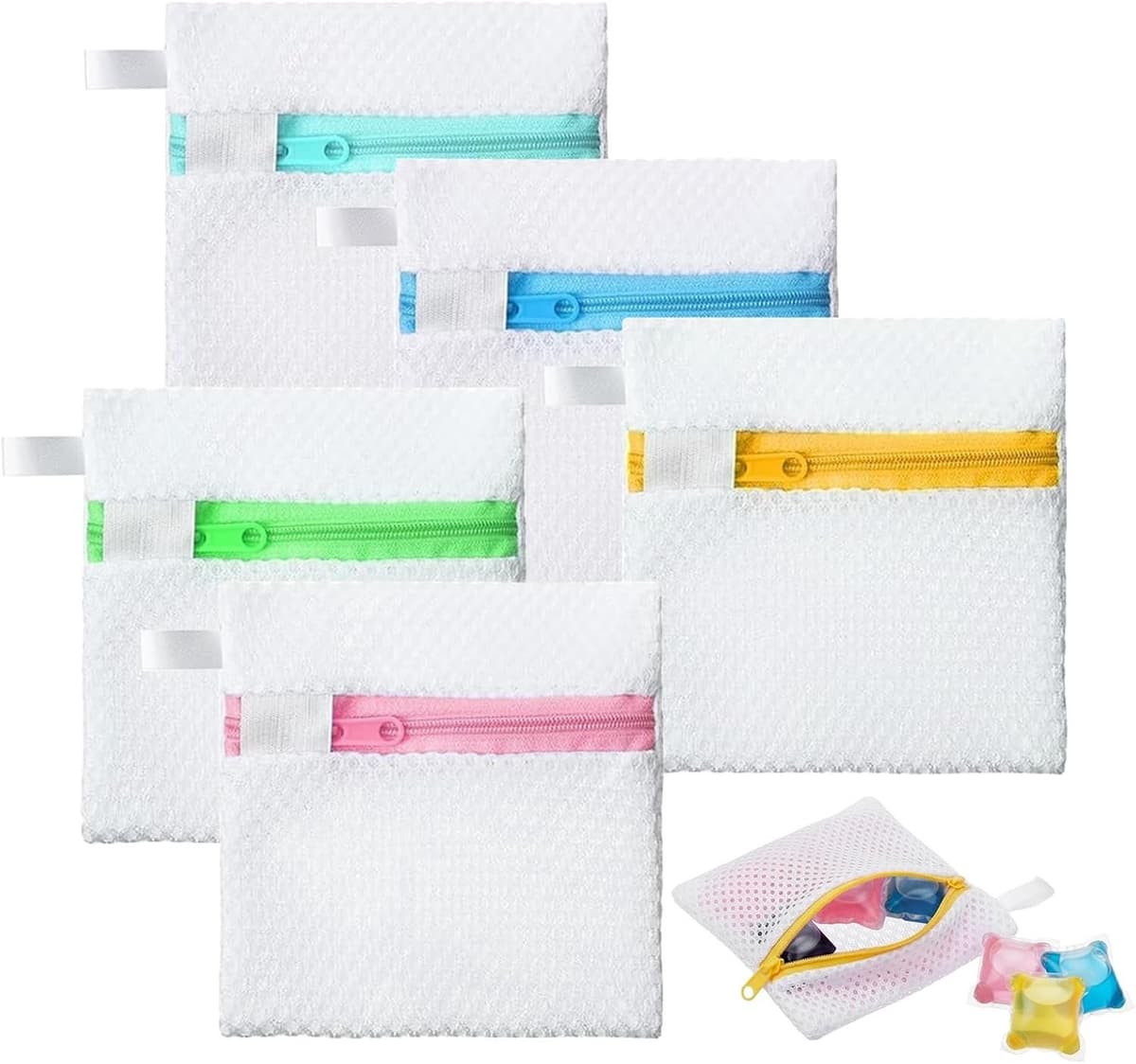 Mini Wassenet - Multikleur - 12 x 12 cm - Duurzaam Polyester met Rits - Voor Kleding en Waskorrels — afbeelding 1