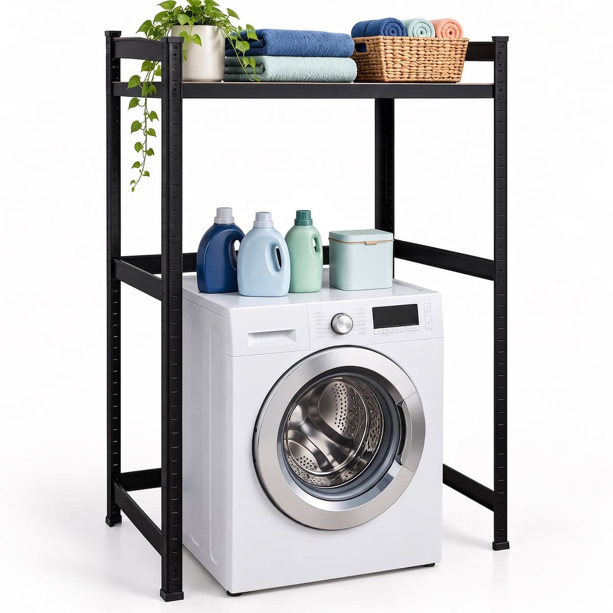 Wasmachine rek - 120 x 90 x 60 cm - tot 200 kg - zwart — afbeelding 1
