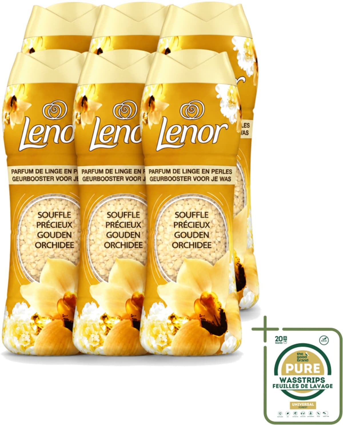 6 x Lenor - Geurbooster - Gouden Orchidee - 22 Wasbeurten - Wasstrips - Geurbooster Was - Geur In Was - Geur In Kleding - Wasgeur - Geur In Wasmachine — afbeelding 1