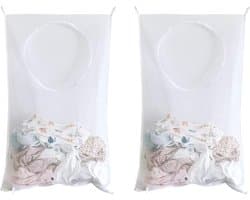 Hanging Wasmanden Set van 2, Deur Waszak, Organizer voor Kleding en Beddengoed in Wit voor Badkamer en Slaapkamer